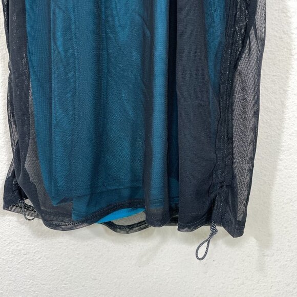 LUCKY IN LOVE Sleeveless Tank Size XS Tennis Shirt Black Mesh Over Teal NWT - Picture 6 of 7